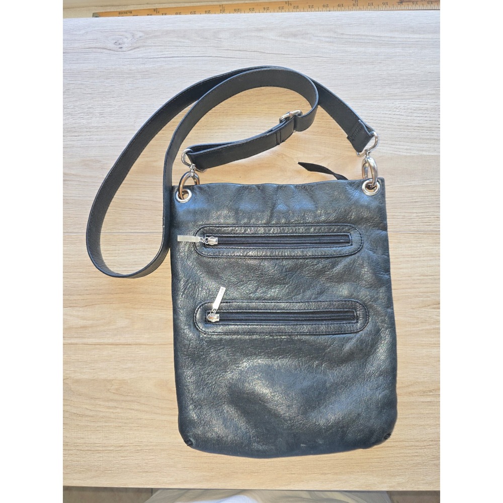 Margot black leather convertible crossbody shoulder bag multi-zip Boho luxury
